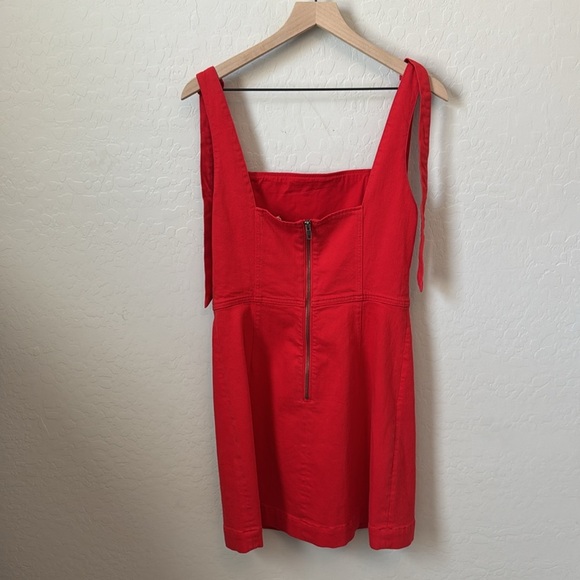 Alice + Olivia Maryann Denim Tie Shoulder Mini Dress Size 10 - Picture 4 of 9